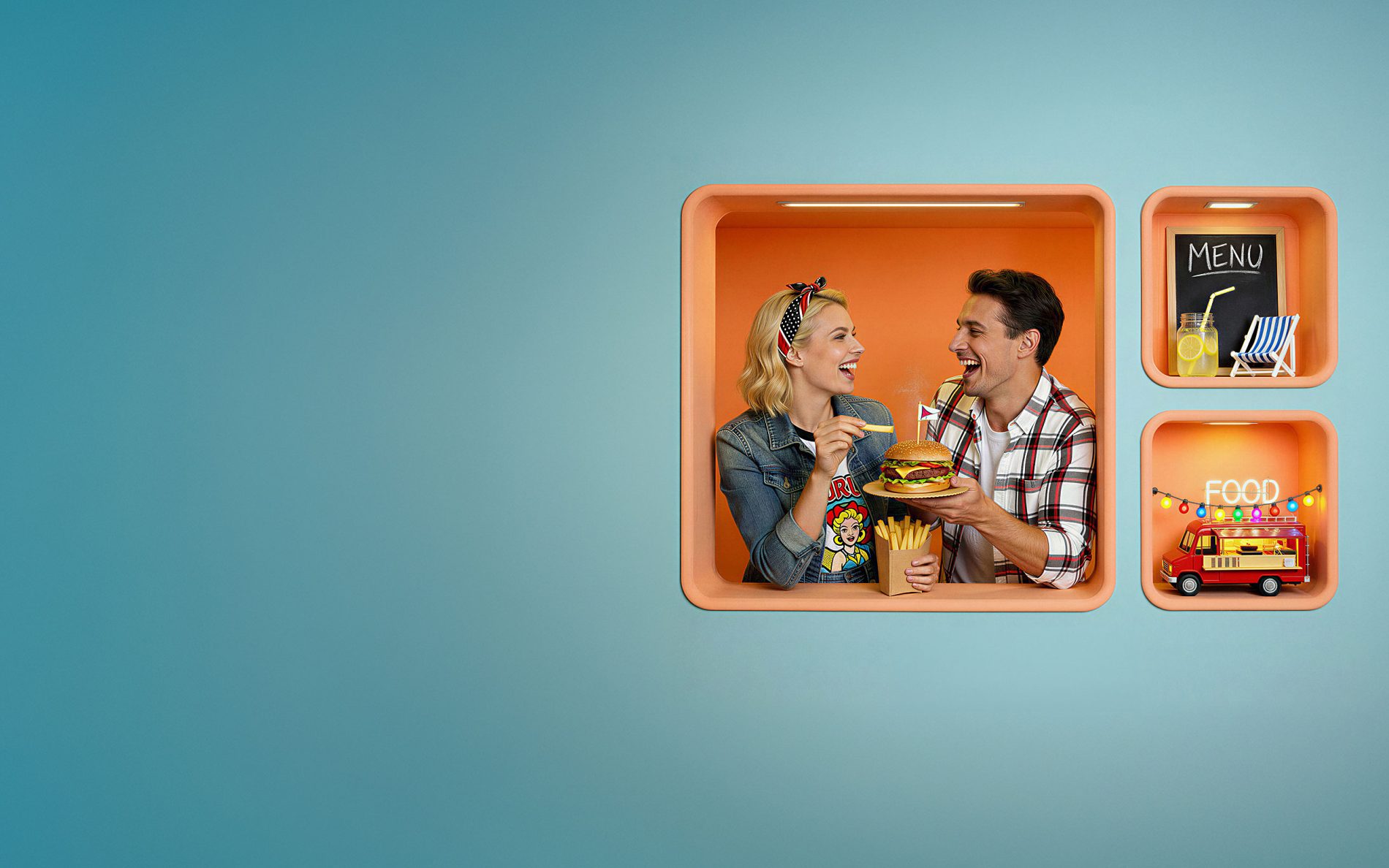 Zlot food trucków pod Galerią Solną – uśmiechnięta para