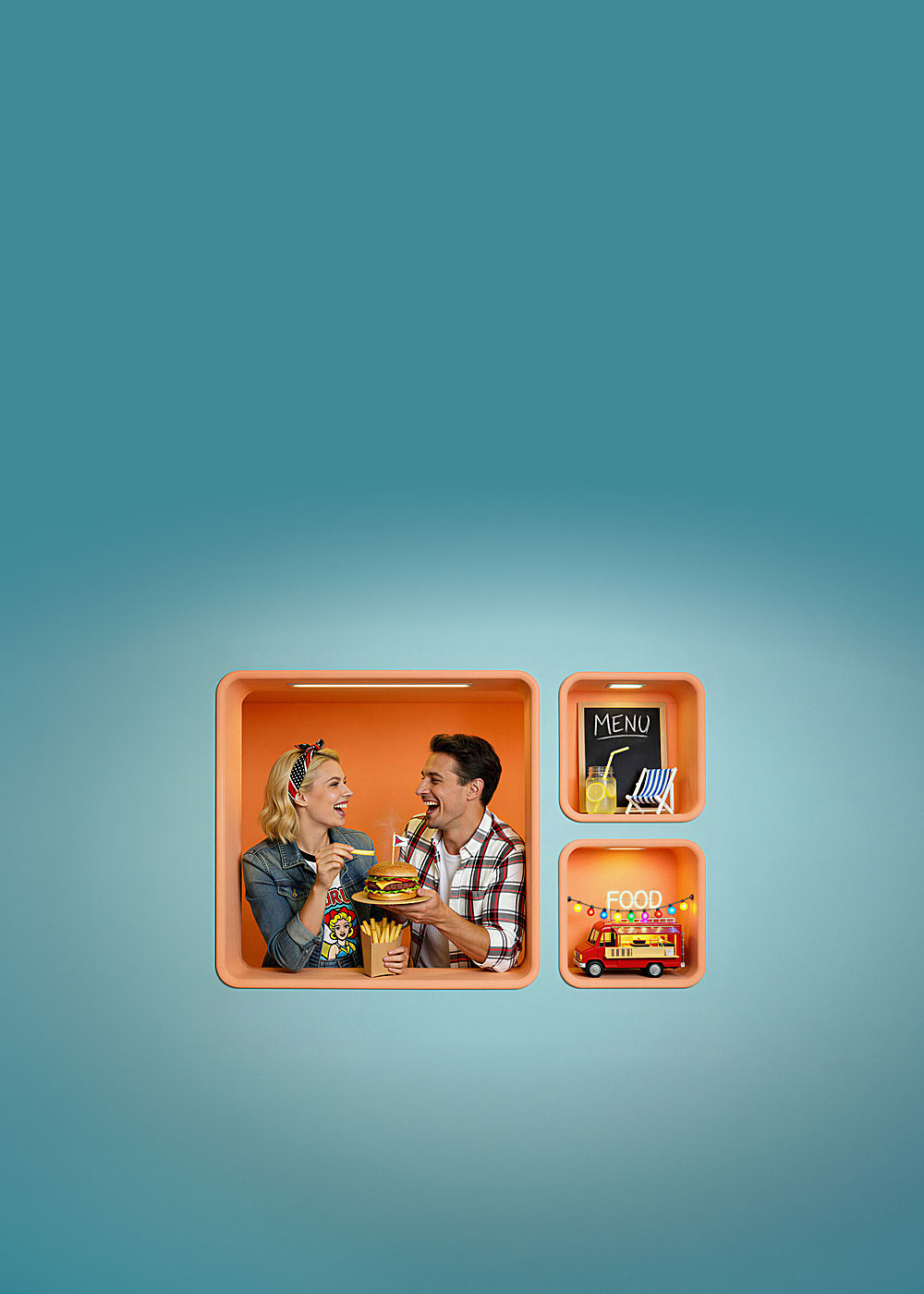 Zlot food trucków pod Galerią Solną – uśmiechnięta para